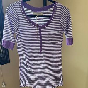 Poof Excellence Purple Striped Short Sleeve Tee‎